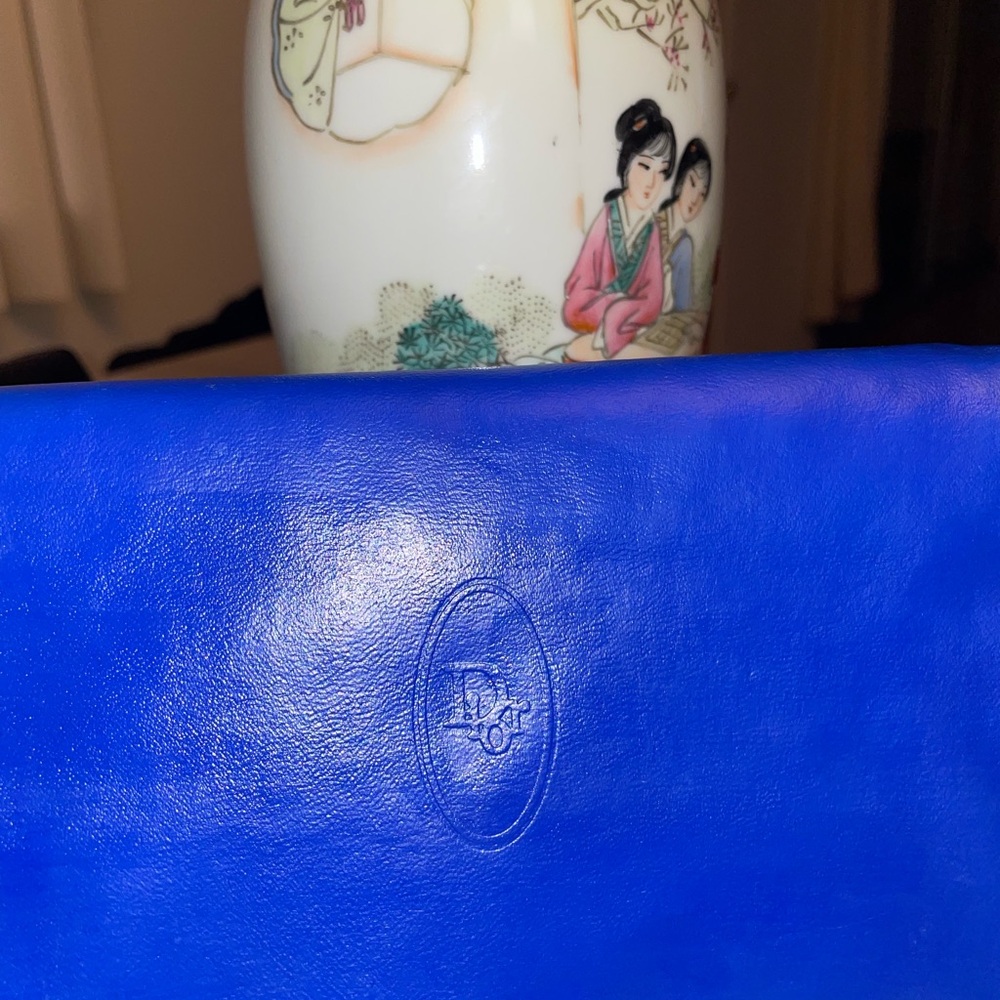 Vintage 1970s Dior Blue Leather Clutch